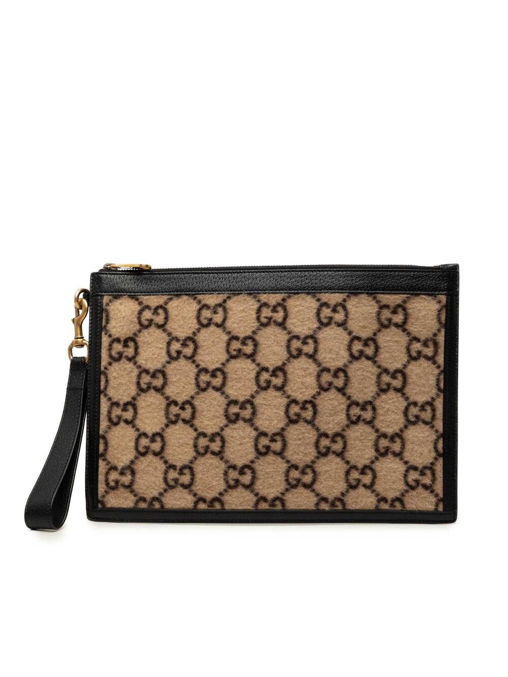 Gucci Gg Wool Clutch Pre-Loved Beige #350582G48B